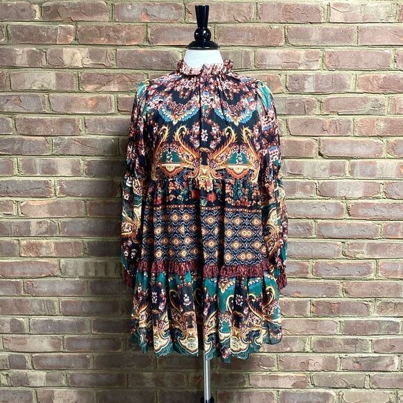 Alice + Olivia Marella Mock Neck Long Sleeve Tunic Dress Size Large - Picture 5 of 11